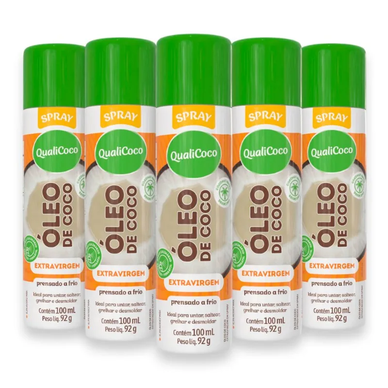 Kit 5 Óleo de Coco Spray Qualicoco Extravirgem 100ml