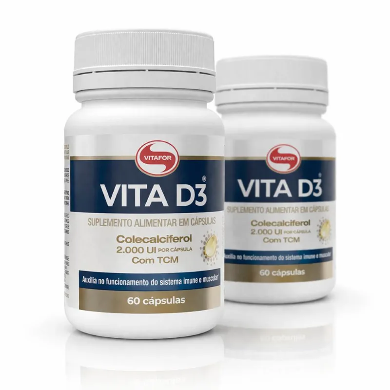 KIT 2 VITA D3 Vitafor Colecalciferol 2.000ui com TCM 60Caps