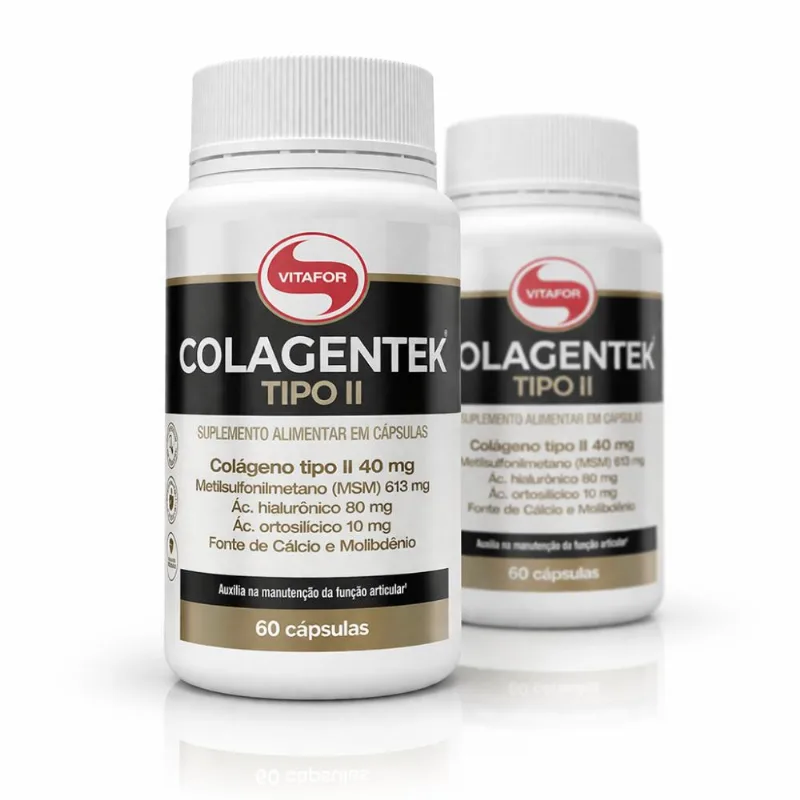 KIT 2 Colagentek Tipo II Vitafor Colágeno 40mg 60Caps