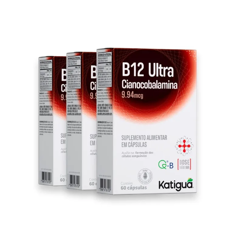 Kit 3 Vitamina B12 Ultra Katiguá 460mg 60 Cápsulas