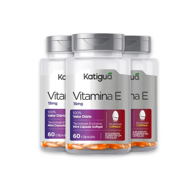 Kit 3 Vitamina E Softgel Katiguá 15mg 60 Cápsulas