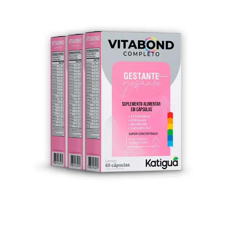 Kit 3 Vitabond Completo Gestante Katiguá 60 Cápsulas