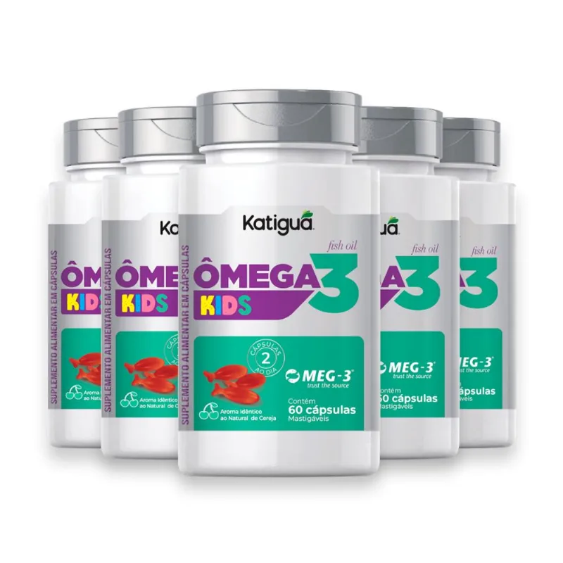 Kit 5 Ômega 3 Kids Peixinhos Katiguá 60 Cápsulas