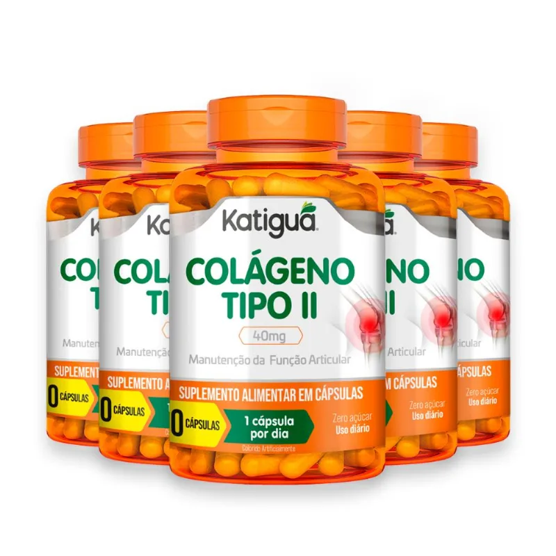 Kit 5 Colágeno Tipo II Katiguá 40mg 90 Cápsulas