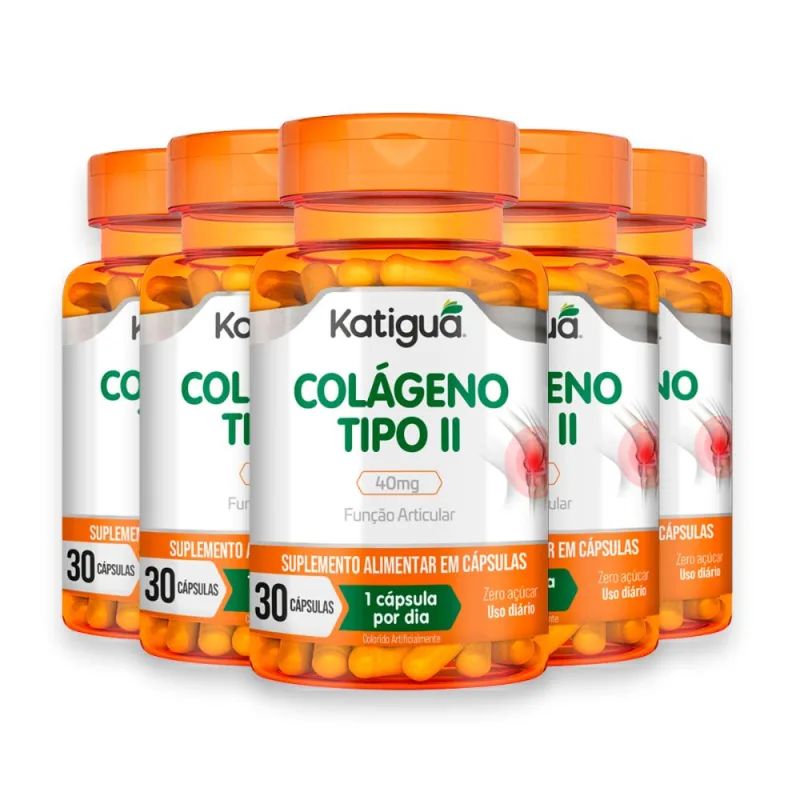 Kit 5 Colágeno Tipo II Katiguá 40mg 30 Cápsulas - Katigua - Colágeno