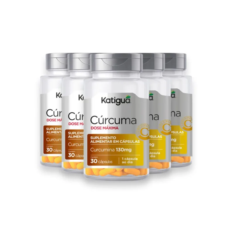 Kit 5 Cúrcuma Dose Máxima Katiguá 130mg 30 Cápsulas - Katigua - Suplemento Alimentar
