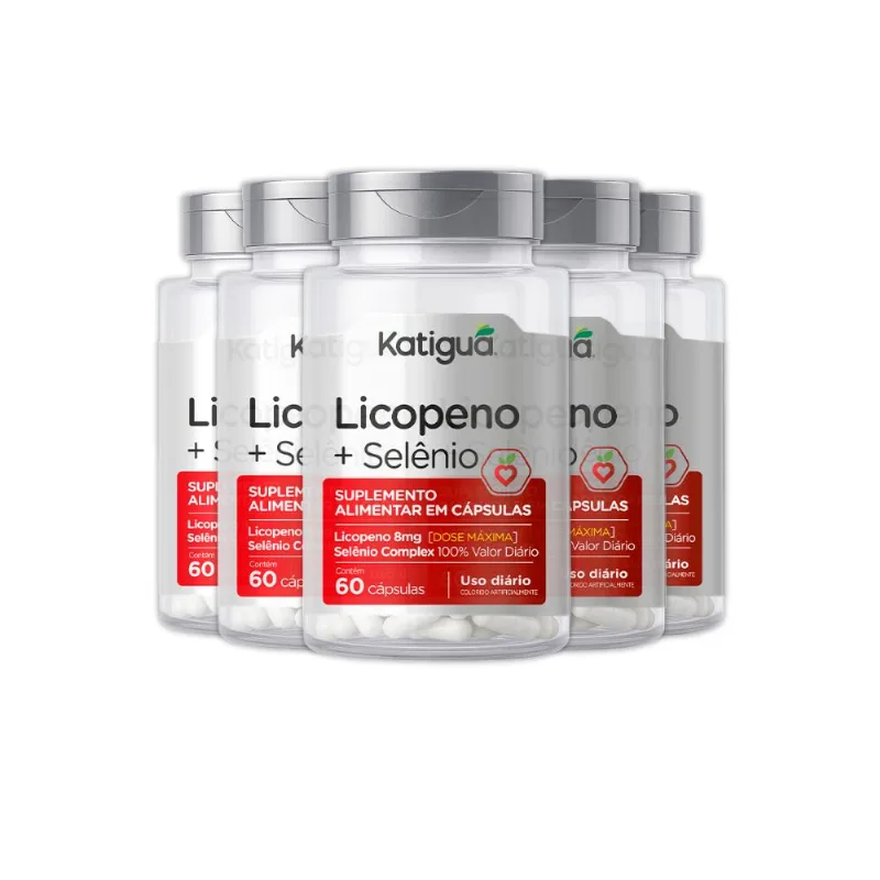 Kit 5 Licopeno de Tomate+Selênio Katiguá 60 Cápsulas