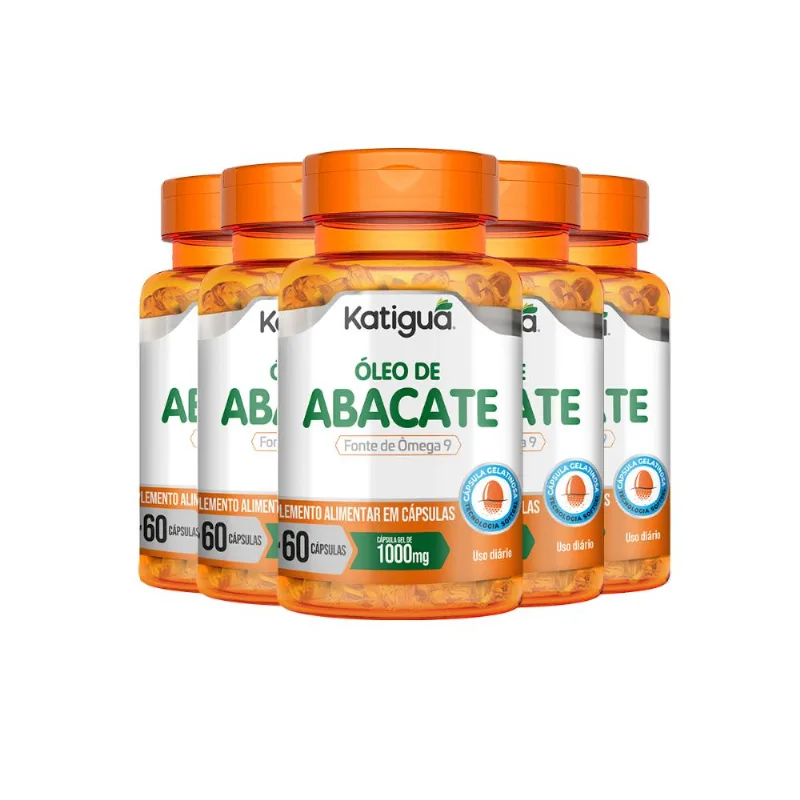 Kit 5 Óleo de Abacate Katiguá 1000mg 60 Cápsulas