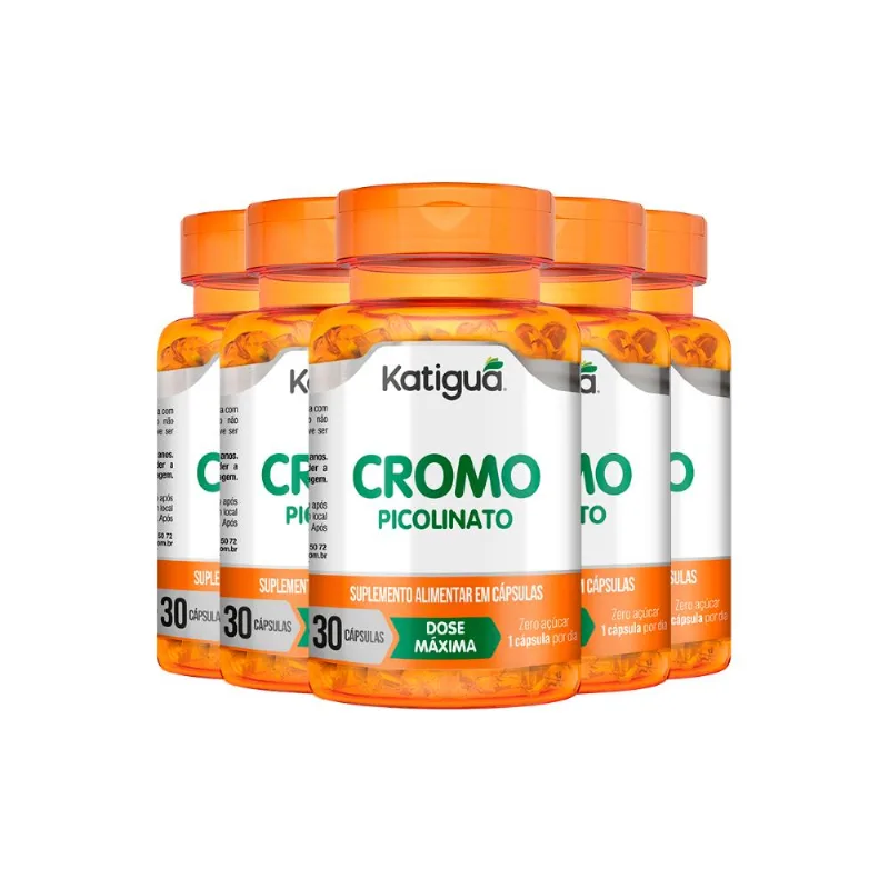 Kit 5 Cromo Picolinato Katiguá 30 Cápsulas