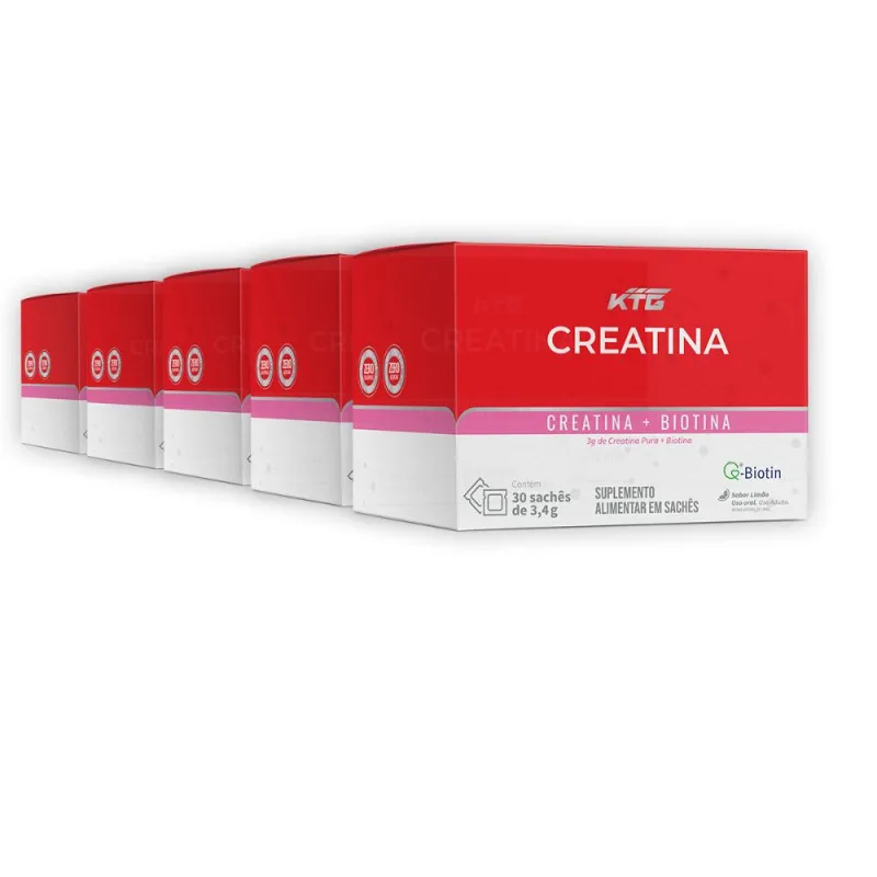 Kit 5 Creatina + Biotina Katiguá 30 Sachês Limão - Katigua - Creatina