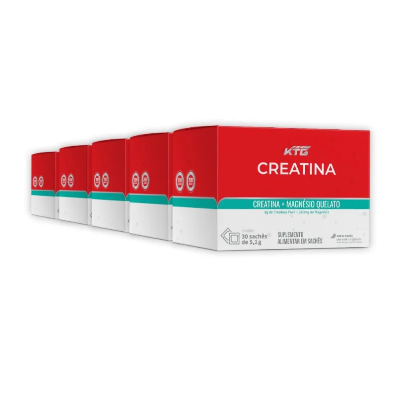 Kit 5 Creatina + Magnésio Katiguá 30 Sachês Limão - Katigua