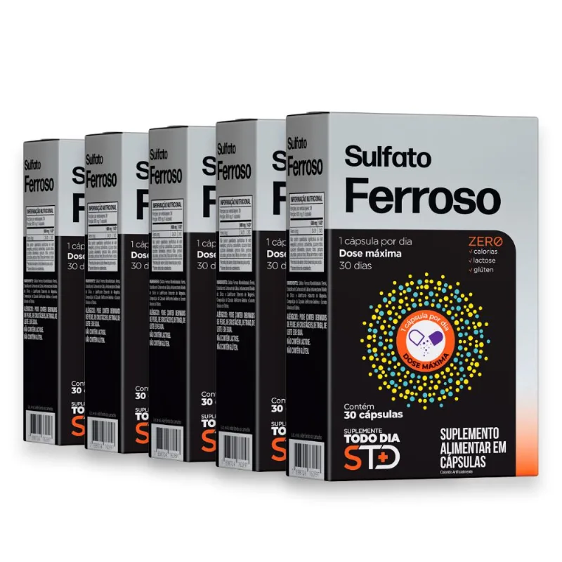 Kit 5 STD Sulfato Ferroso Katiguá 30 Cápsulas