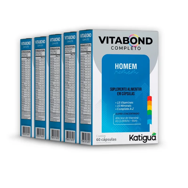 Kit 5 Vitabond Completo Homem Katiguá 60 Cápsulas