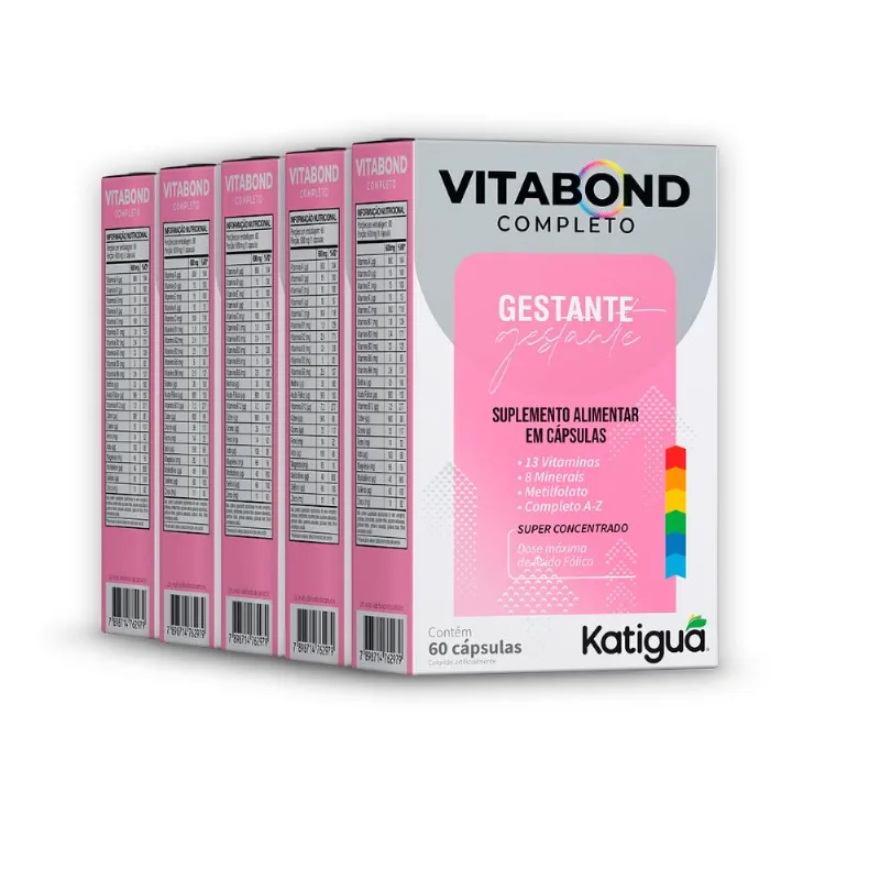 Kit 5 Vitabond Completo Gestante Katiguá 60 Cápsulas