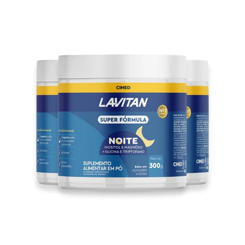 Kit 3 Super Fórmula Noite Lavitan Maracujá em Pó 300g