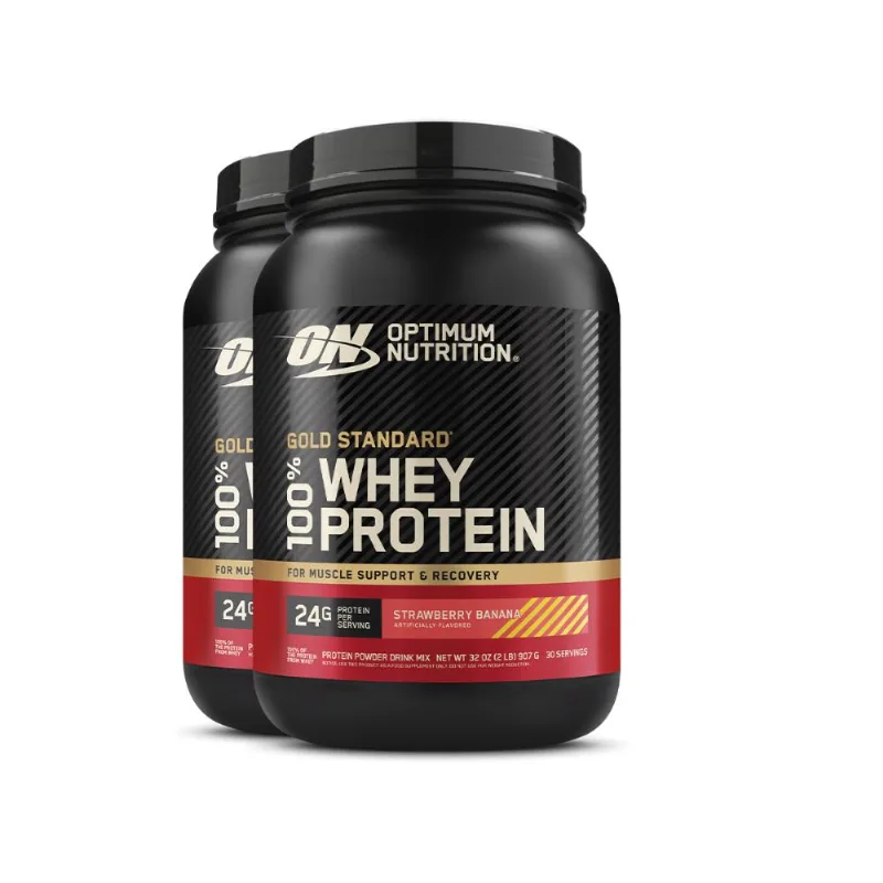 Kit 2 Whey Gold Standard Optimum Banana Morango 907g