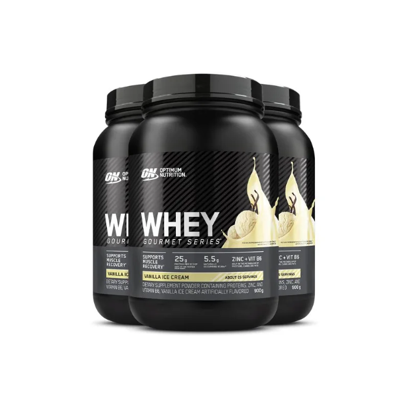 Kit 3 Whey Gourmet Optimum Nutrition Baunilha 900g