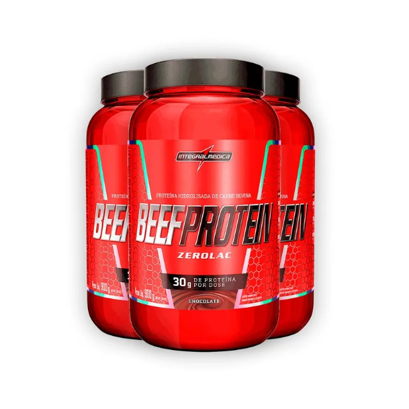 Kit 3 Beef Protein Integralmedica Chocolate 900g