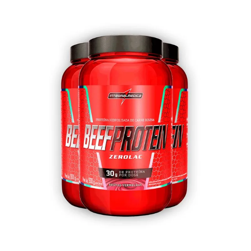 Kit 3 Beef Protein Integralmedica Frutas Vermelhas 900g