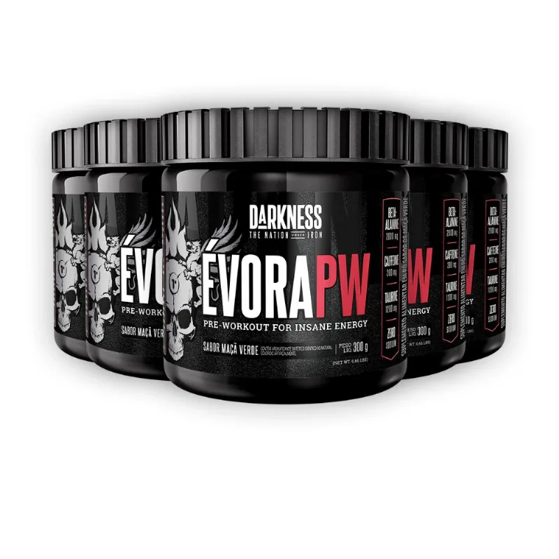 Kit 5 Pré Treino Évora V2 Darkness Maça Verde 300g