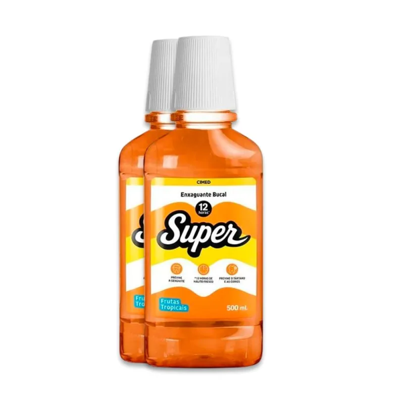 Kit 2 Enxaguante Bucal Super 12H Cimed Frutas Tropical 500ml - Cimed