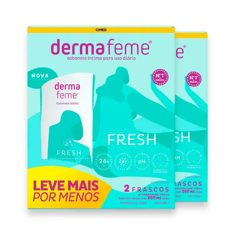 Kit 2 Sabonete íntimo Dermafeme 2 Frascos Cimed Suave 200ml