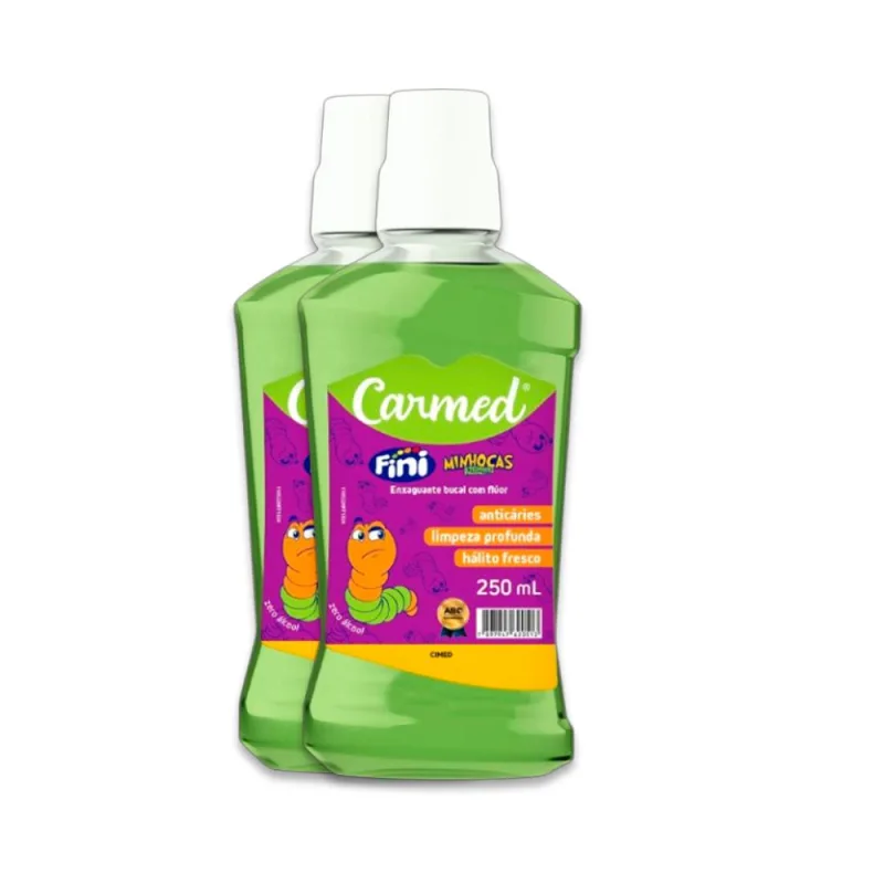 Kit 2 Carmed Enxaguante Bucal Fini Minhocas 250ml - Cimed - Enxaguante Bucal