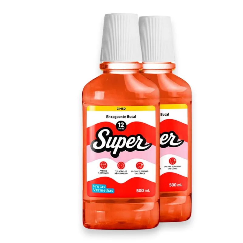 Kit 2 Enxaguante Bucal Super 12H Cimed 500ml - Cimed - Enxaguante Bucal