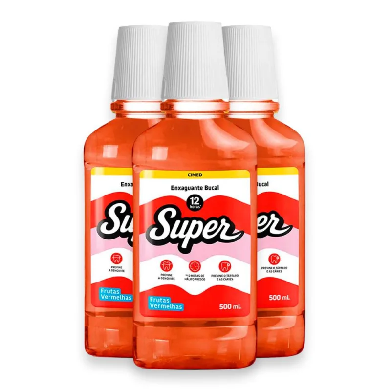 Kit 3 Enxaguante Bucal Super 12H Cimed 500ml - Cimed
