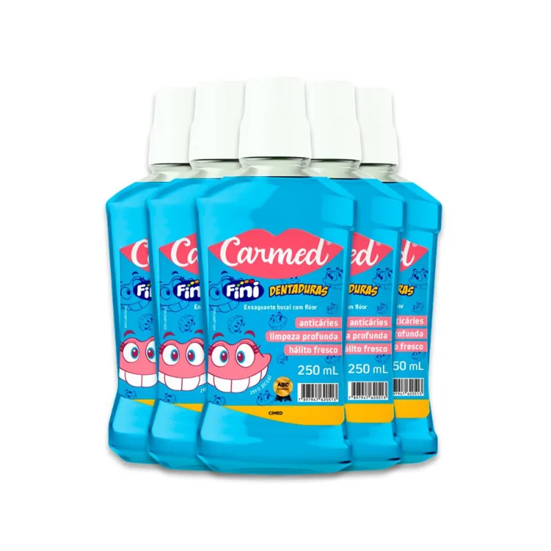 Kit 5 Carmed Enxaguante Bucal Fini Cimed 250ml - Cimed - Enxaguante Bucal