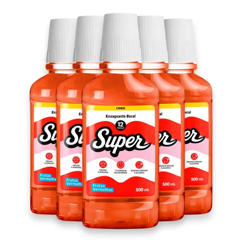 Kit 5 Enxaguante Bucal Super 12H Cimed 500ml - Cimed