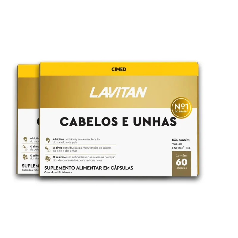 Kit 2 Vitamina Cabelos e Unhas Lavitan 60 Cápsulas