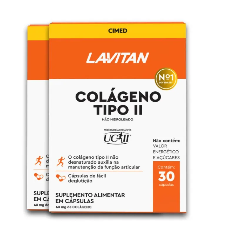 Kit 2 Colágeno Tipo II Lavitan 30 Cápsulas