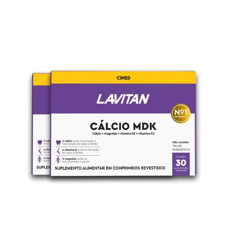 Kit 2 Cálcio MDK Lavitan 30 Comprimidos Revestidos