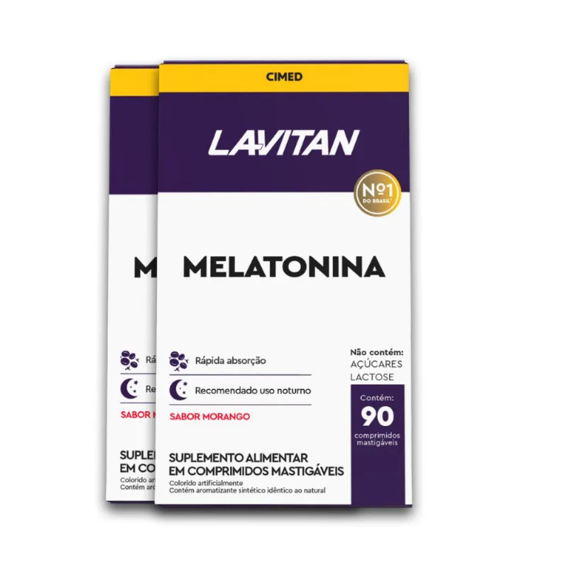 Kit 2 Melatonina Lavitan 90 Comprimidos Morango