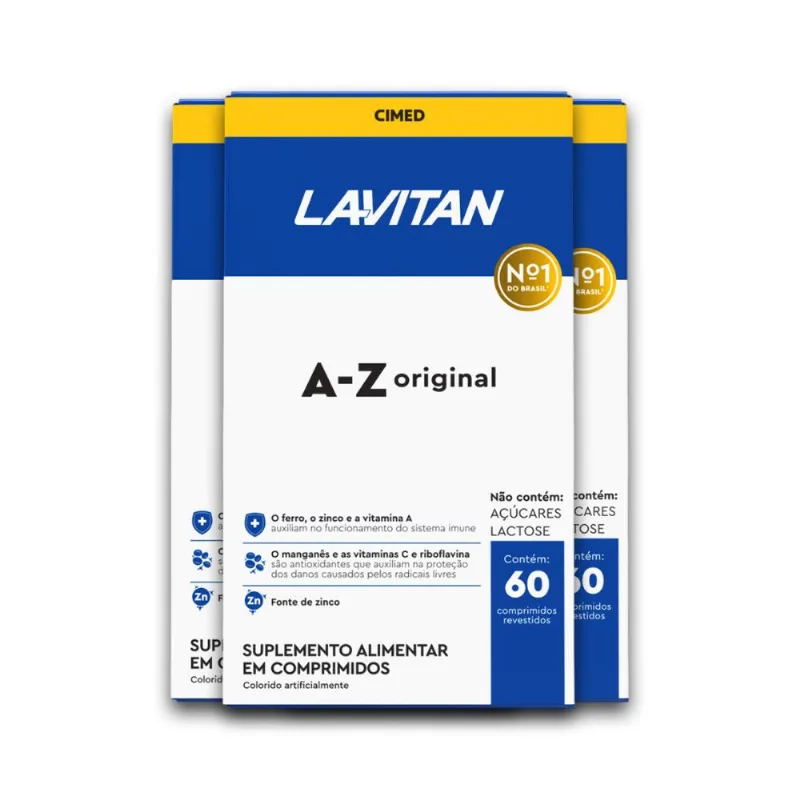 Kit 3 Multivitamínico A-Z Original Lavitan 60 Comprimidos