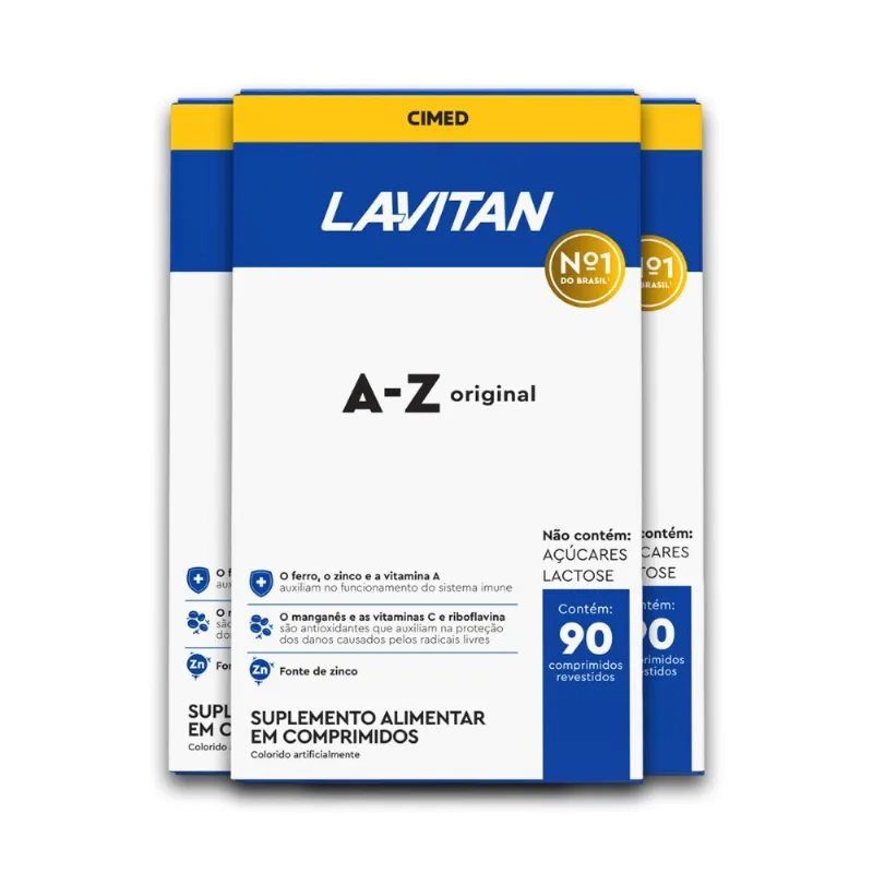 Kit 3 Multivitamínico A-Z Original Lavitan 90 Comprimidos