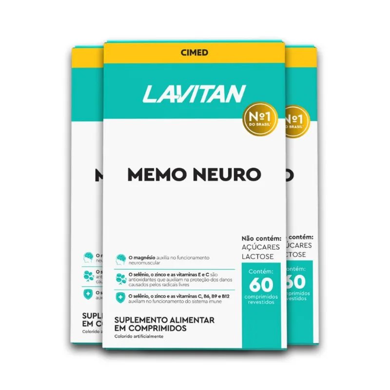Kit 3 Memo Neuro Lavitan 60 Comprimidos Revestidos