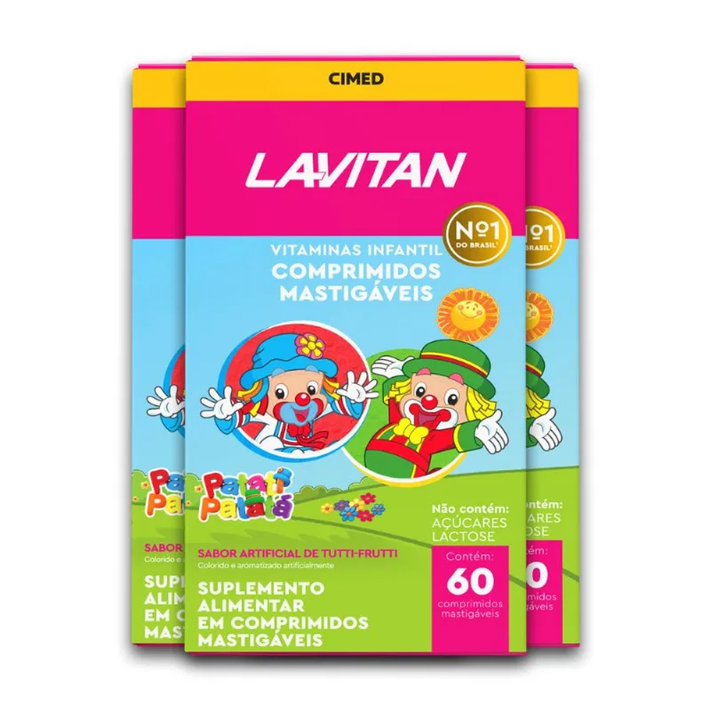 Kit 3 Vitamina Infantil Lavitan Patati Patatá 60 Comp