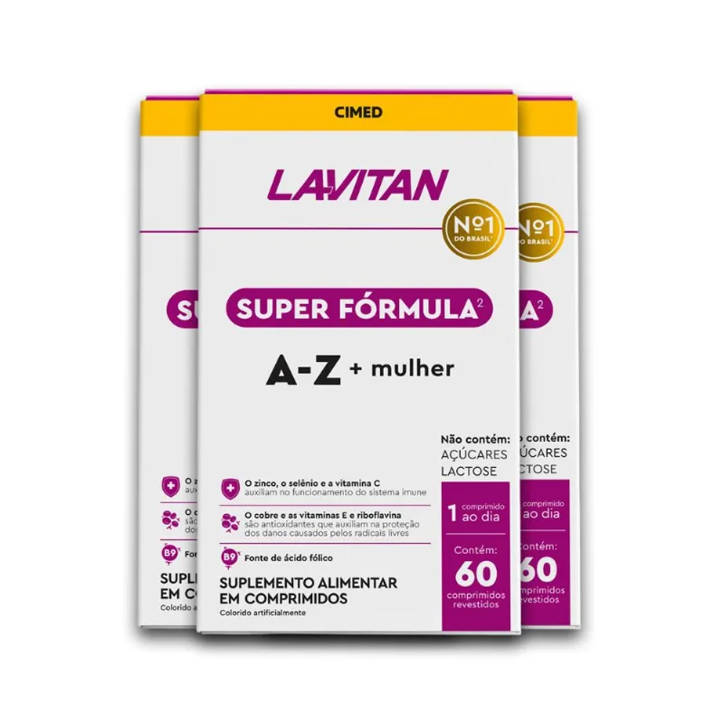 Kit 3 Multivitamínico Mulher Lavitan 60 Comprimidos