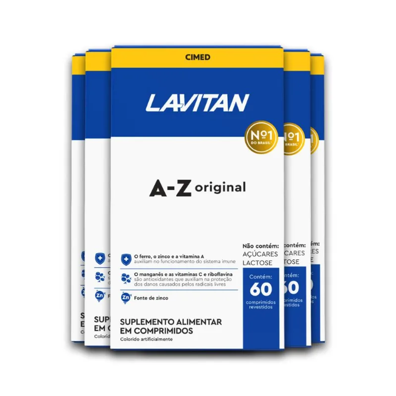 Kit 5 Multivitamínico A-Z Original Lavitan 60 Comprimidos