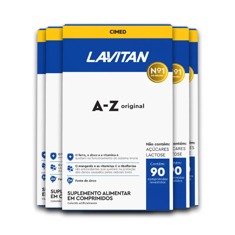 Kit 5 Multivitamínico A-Z Original Lavitan 90 Comprimidos
