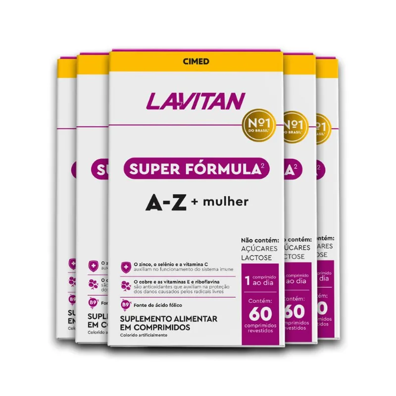 Kit 5 Multivitamínico Mulher Lavitan 60 Comprimidos