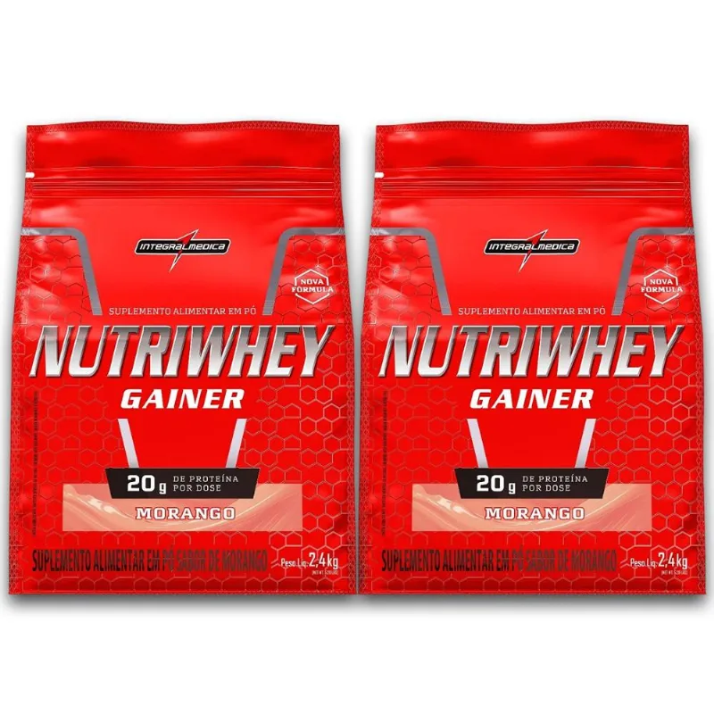 Kit 2 NutriWhey Gainer Integralmedica Morango 2,4kg