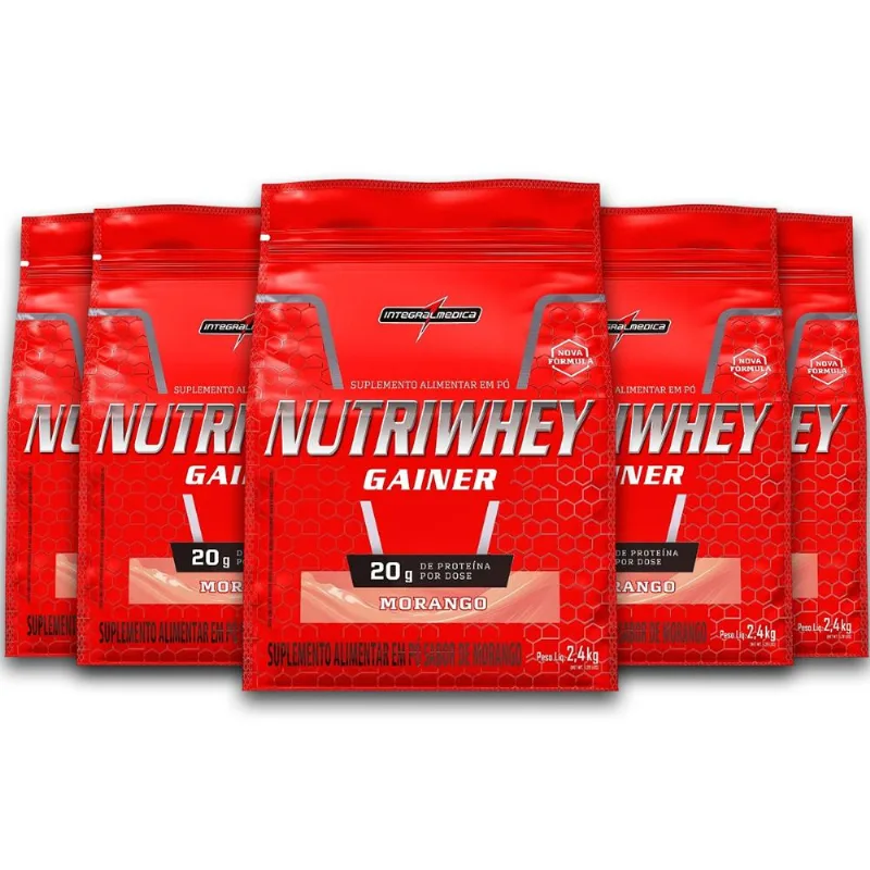 Kit 5 NutriWhey Gainer Integralmedica Morango 2,4kg