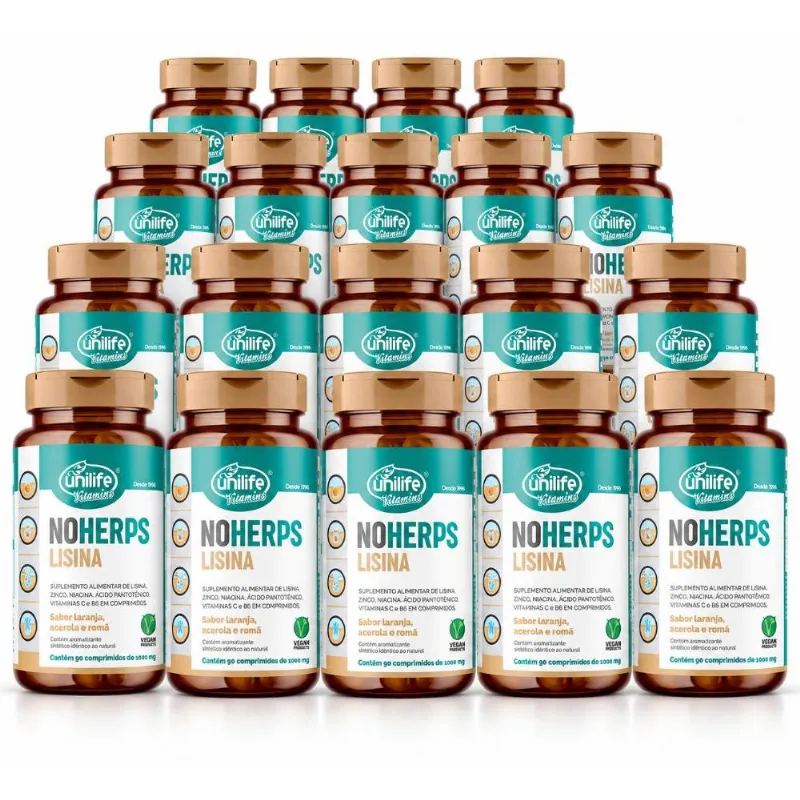 Kit 20 NoHerps Lisina Unilife 90 comprimidos Laranja Acerola