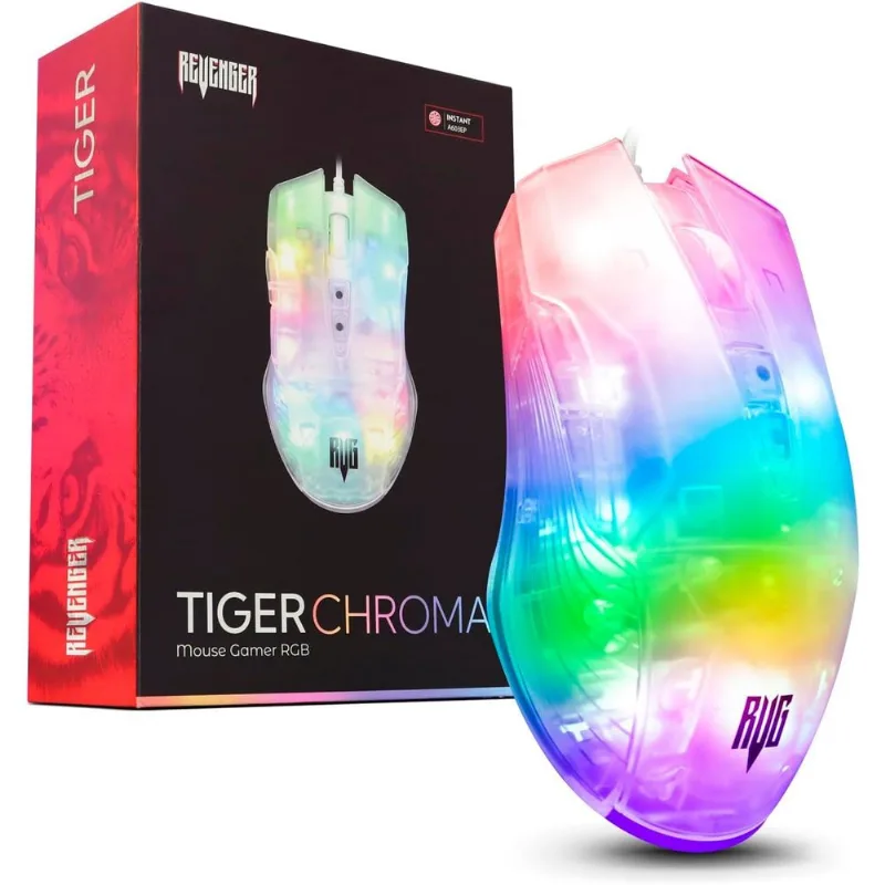 Mouse Gamer Rgb Transparente Alta Precisão Para Jogos Ergonomico Ultraleve Usb Led