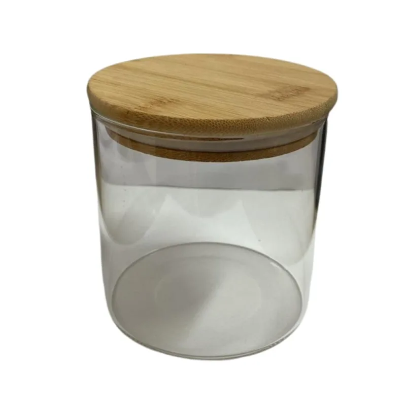 Pote de Hermetico Vidro Borossilicato Liso com Tampa de Bambu 800ml - Genérica - Utilidades Domesticas