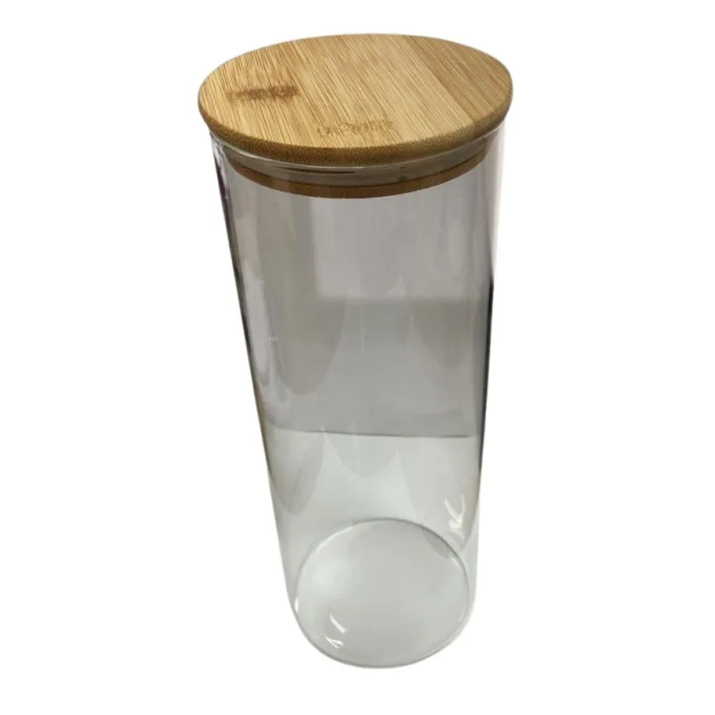 Pote de Hermetico Vidro Borossilicato Liso com Tampa de Bambu 1,8L - Genérica - Utilidades Domesticas