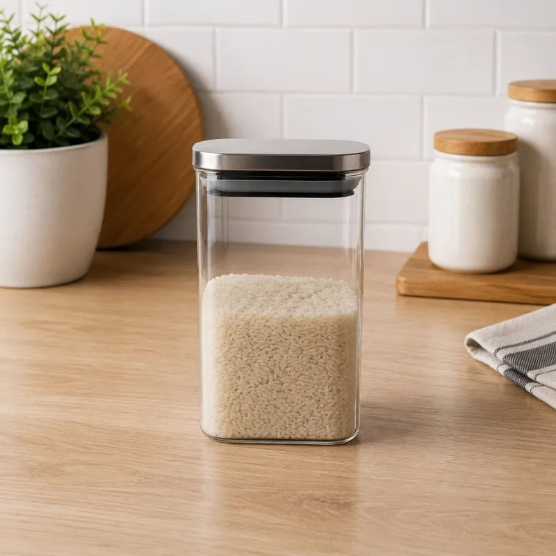 Pote Hermético Retangular Vidro Com Tampa de Inox 1,2 Litros - Genérica - Utilidades Domesticas